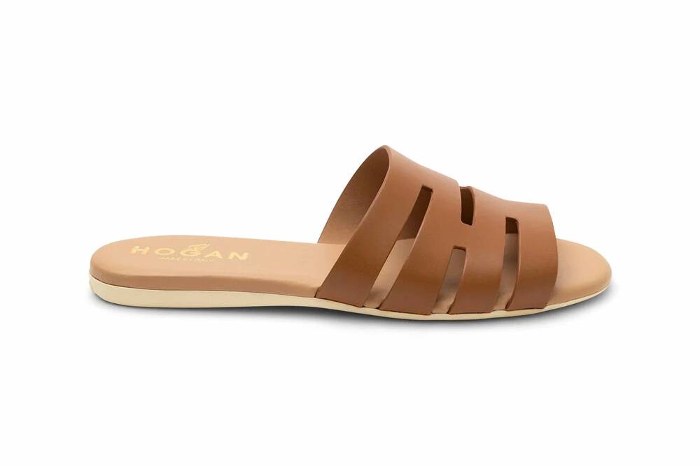 NEW HOGAN women's valencia ciabatta sandals in brown